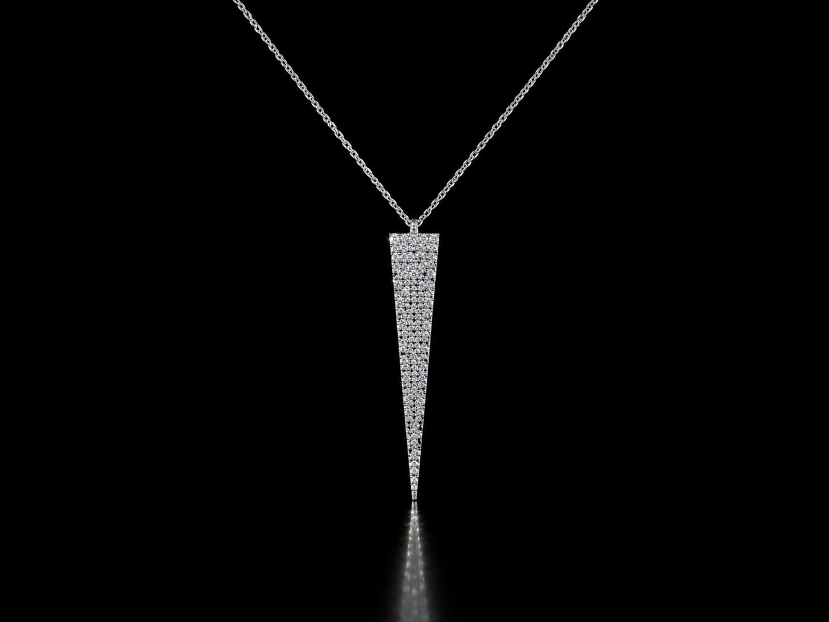 14K White Gold Delta Pavé Diamond Pendant with Forza Chain