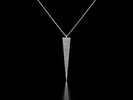 14K White Gold Delta Pavé Diamond Pendant with Forza Chain