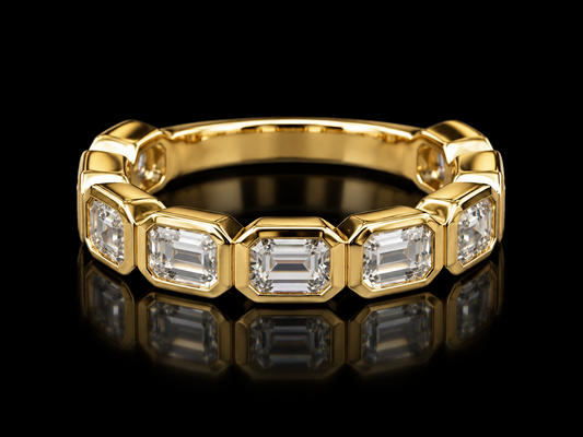 14K Yellow Gold Emerald-Cut White Topaz ¾ Eternity Ring