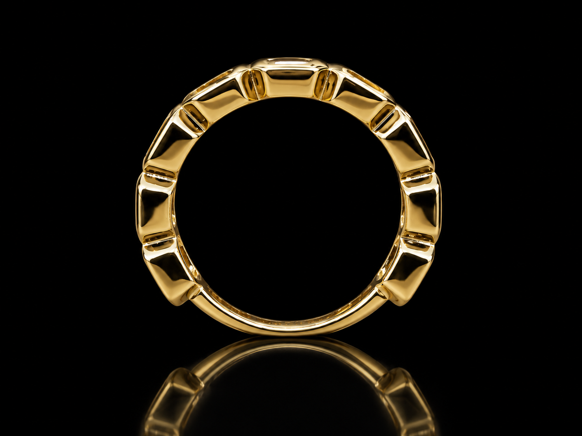 14K Yellow Gold Emerald-Cut White Topaz ¾ Eternity Ring