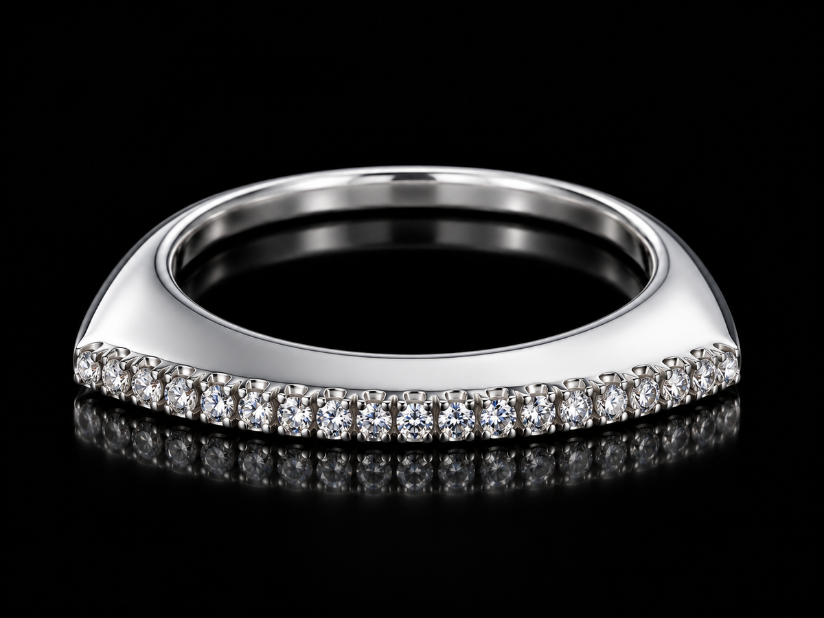14K White Gold Diamond Profile Ring