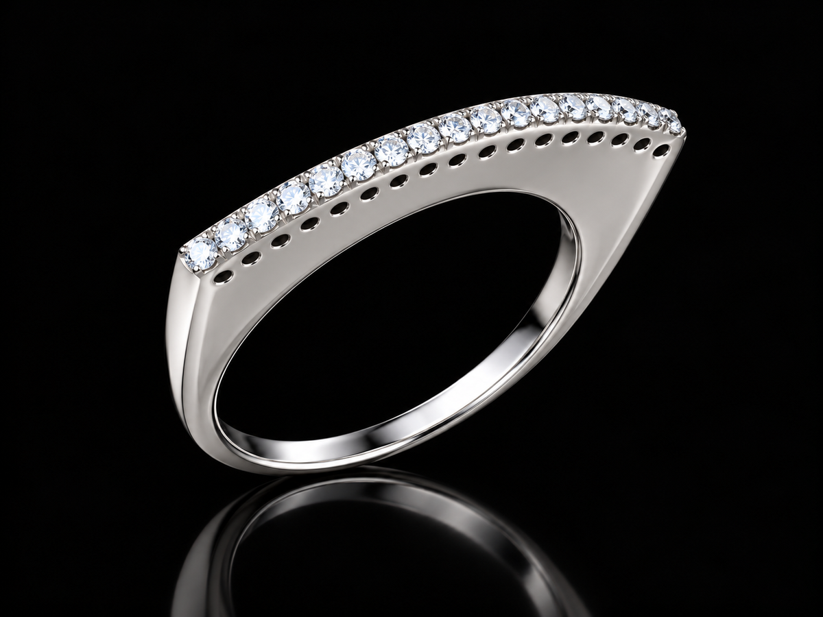 14K White Gold Diamond Profile Ring