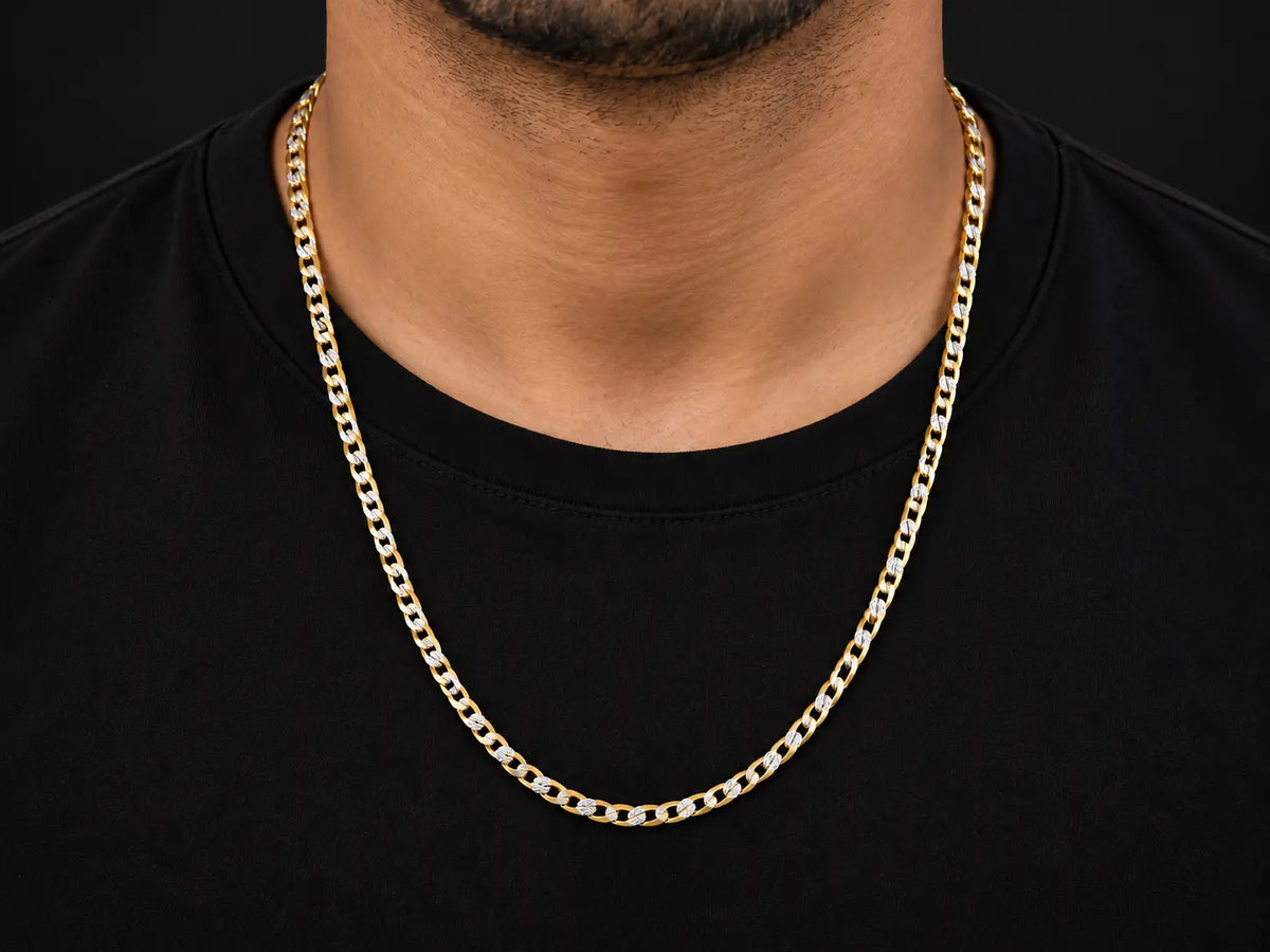 14k Two-Tone Diamond-Cut Curb Chain – 4.50mm Angelica Jewellers