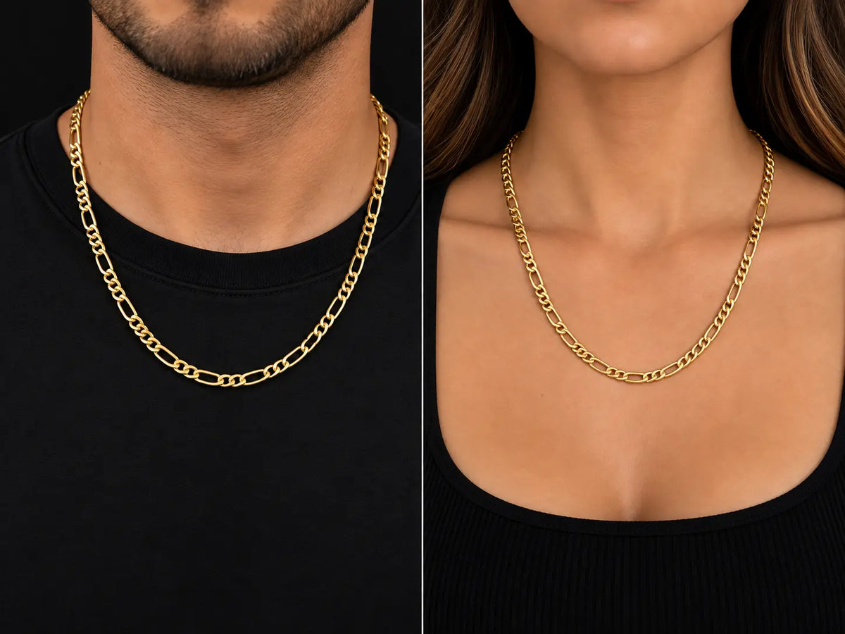 18K Gold Figaro Chain – 5.00mm | 16”–24” Angelica Jewellers