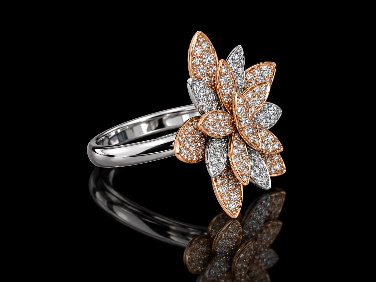 1.05 CTW Natural Diamond Crossover Ring – 14K White Gold, Round & Baguette Diamonds, VS F–G, 14.5mm (Copy) Angelica Jewellers