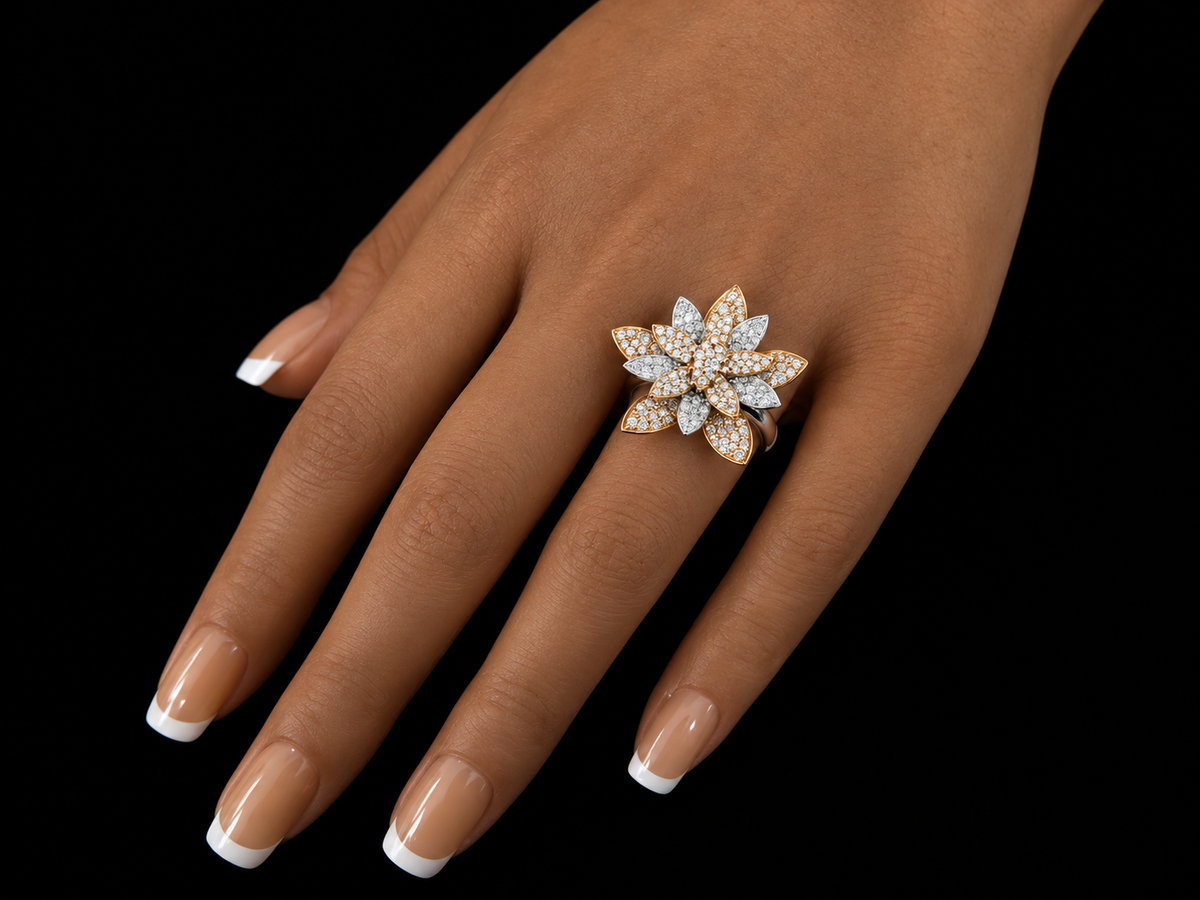 1.05 CTW Natural Diamond Crossover Ring – 14K White Gold, Round & Baguette Diamonds, VS F–G, 14.5mm (Copy) Angelica Jewellers