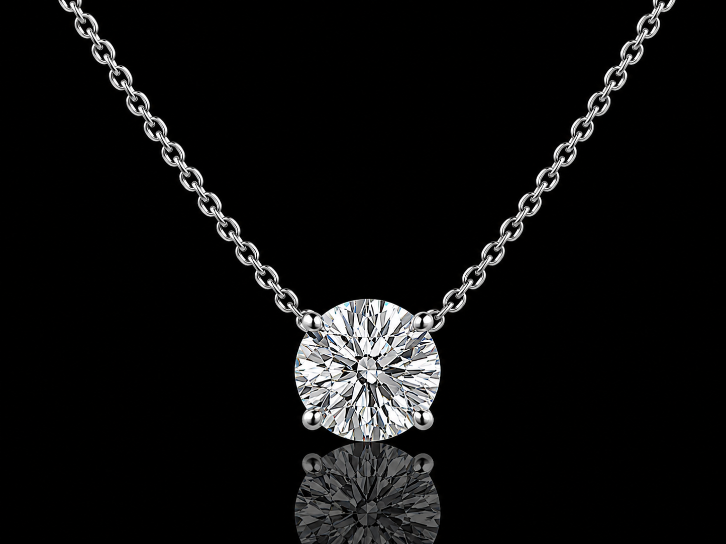 Round Lab-Grown Diamond Solitaire Pendant – Eagle Claw Prong Setting, IGI Certified E VVS2 | 14K Gold