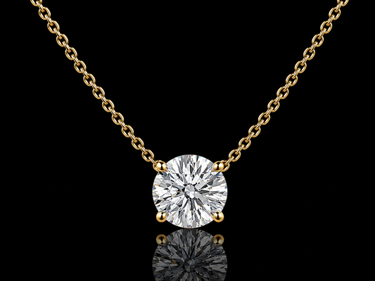 Round Lab-Grown Diamond Solitaire Pendant – Eagle Claw Prong Setting, IGI Certified E VVS2 | 14K Gold