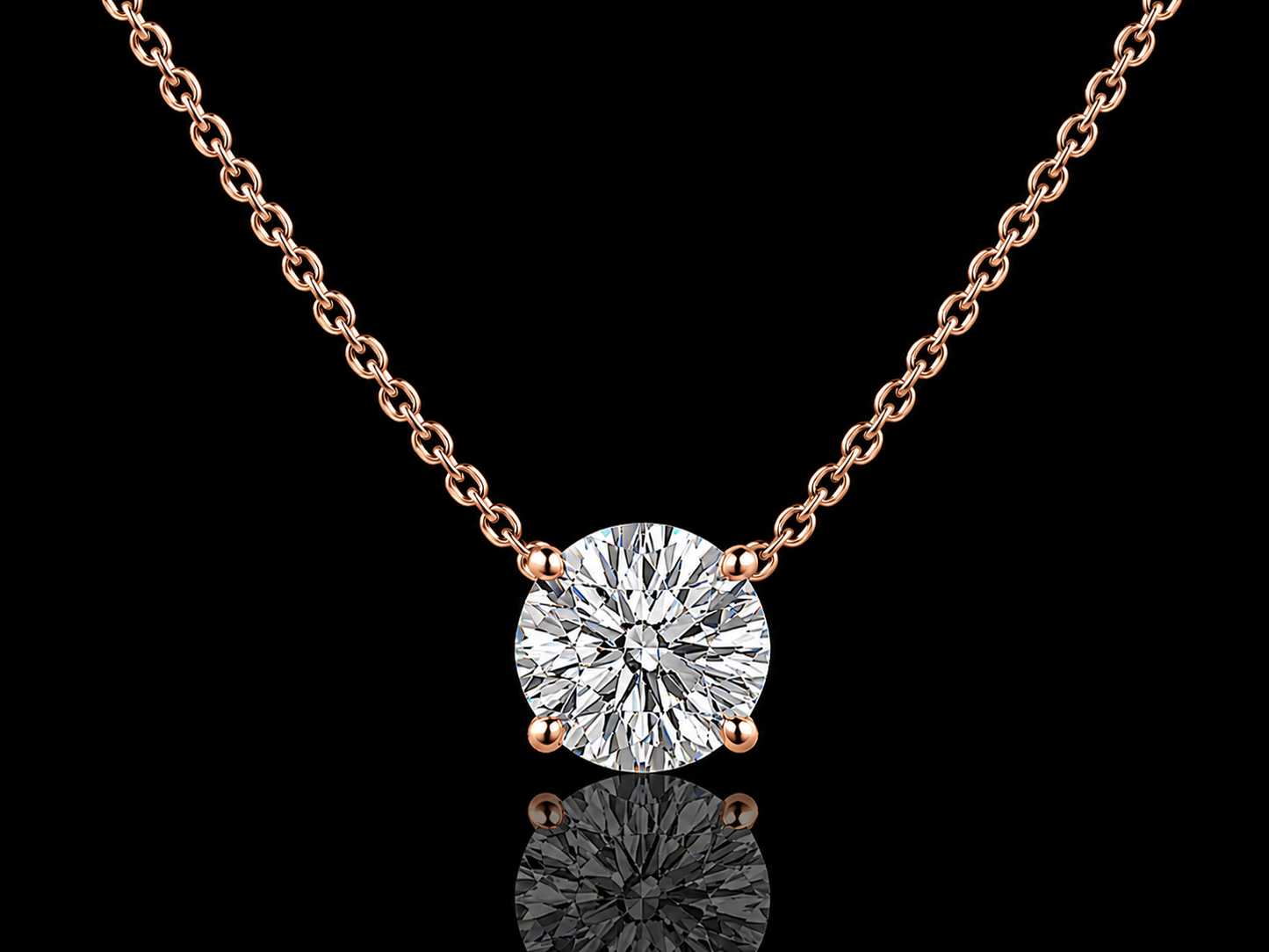 Round Lab-Grown Diamond Solitaire Pendant – Eagle Claw Prong Setting, IGI Certified E VVS2 | 14K Gold