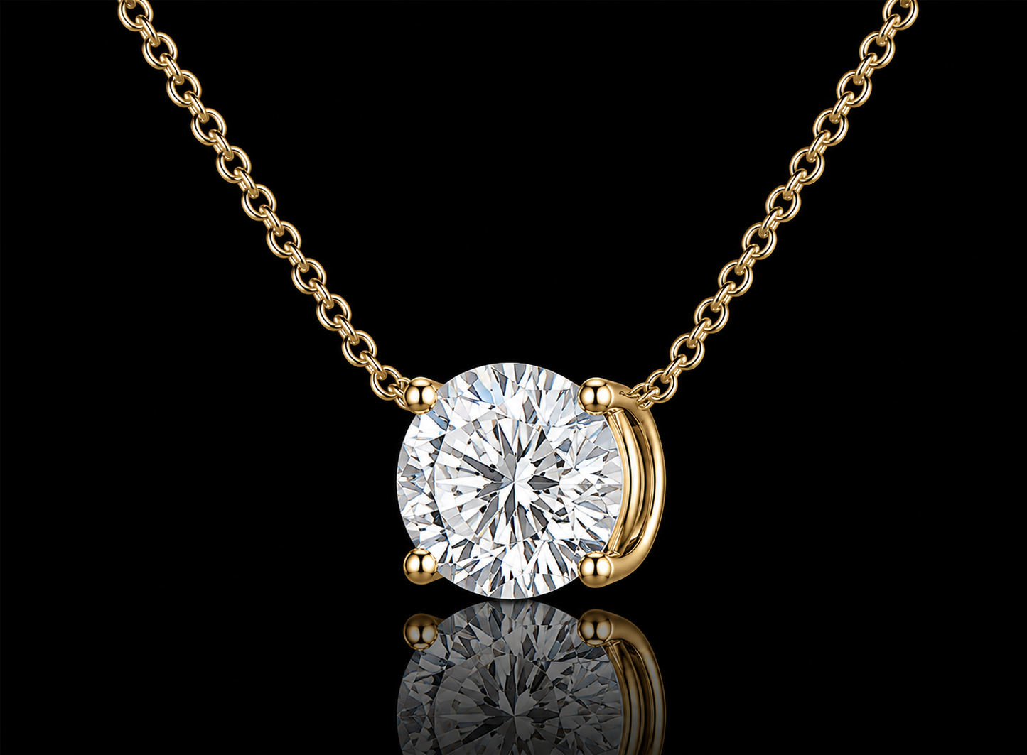 Round Lab-Grown Diamond Solitaire Pendant – Eagle Claw Prong Setting, IGI Certified E VVS2 | 14K Gold