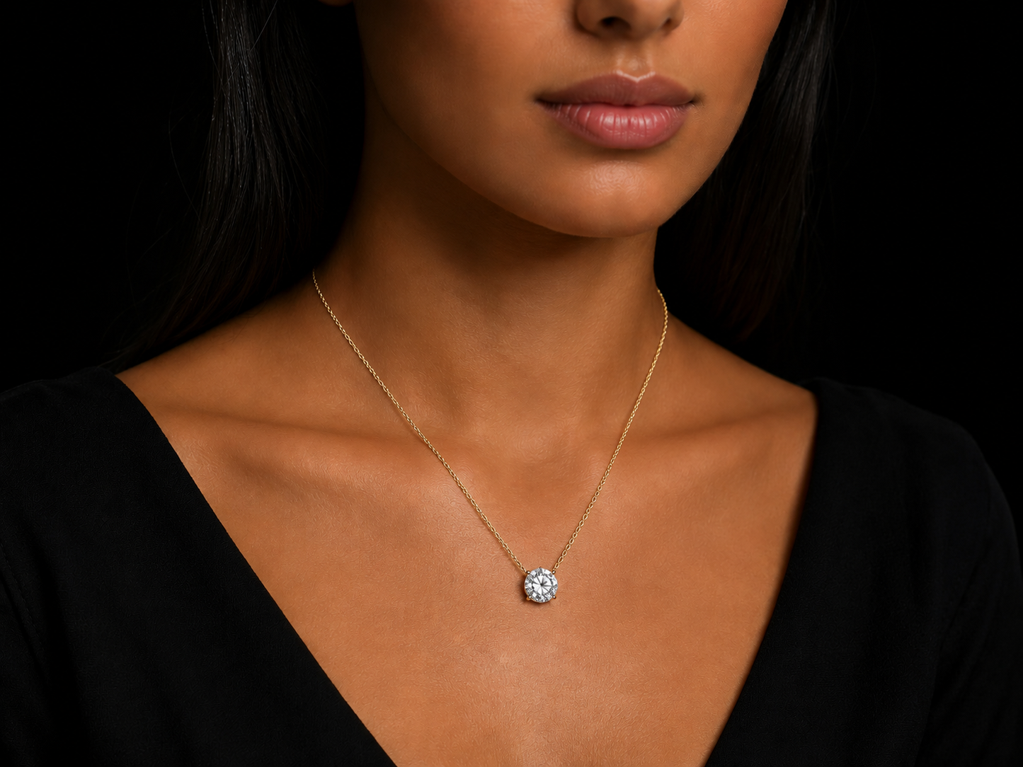 Round Lab-Grown Diamond Solitaire Pendant – Eagle Claw Prong Setting, IGI Certified E VVS2 | 14K Gold