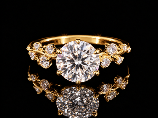 18K Yellow Gold Lab Round Cut Diamond Engagement Ring – 1.95 ct Total – IGI Certified Angelica Jewellers