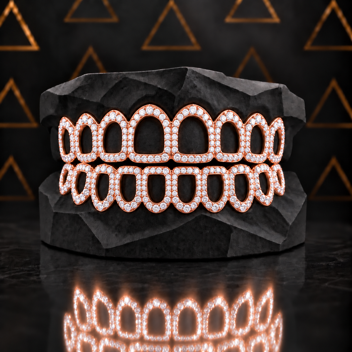 ICED OUT GRILLZ PERM CUT BIG CLUSTER  DOUBLE THICK VVS DEF (Copy) Angelica Jewellers