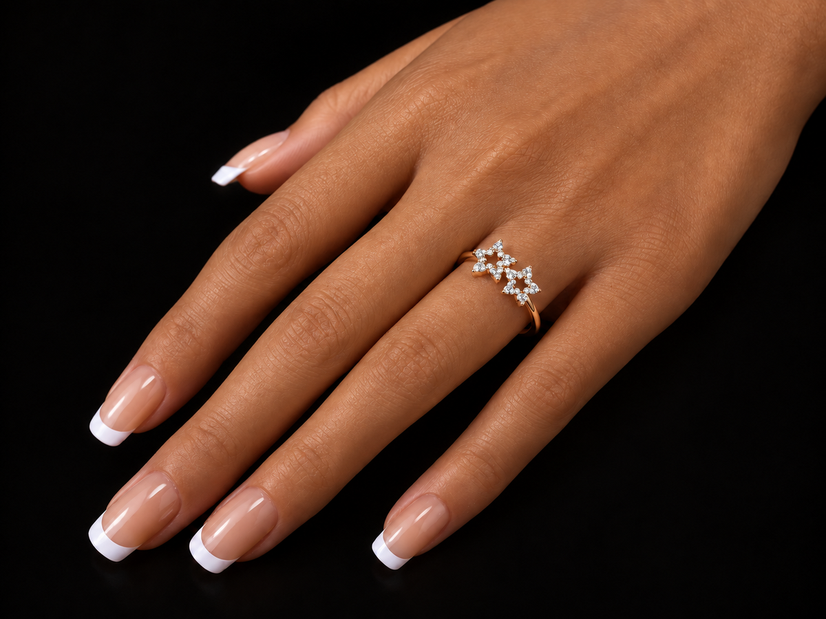 18K White &amp; Rose Gold Diamond Petal Flower Ring, 0.90ct Natural VS F–G Diamonds (Copy) Angelica Jewellers