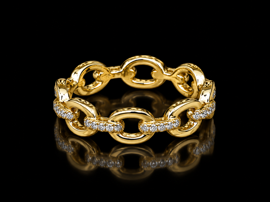 14K Yellow Gold Diamond Open Link Ring Angelica Jewellers