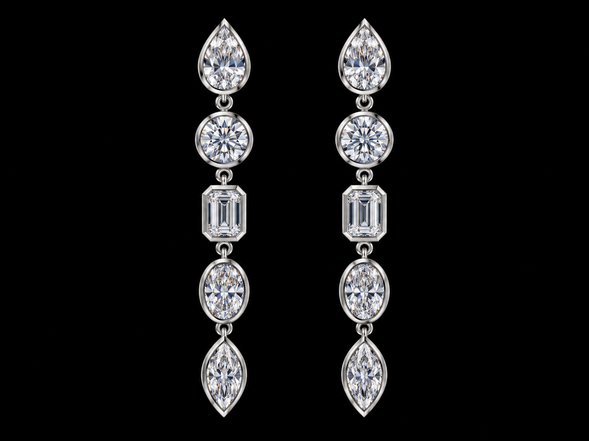 Multi-Shape Gold 14kt Diamond Drop Earrings – 3.16 CTW Angelica Jewellers X Waves