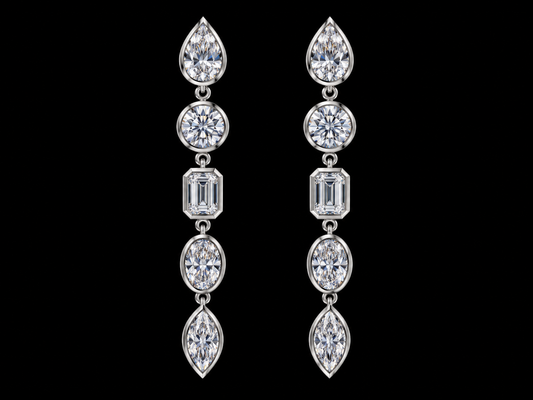 Multi-Shape Gold 14kt Diamond Drop Earrings – 3.16 CTW Angelica Jewellers X Waves