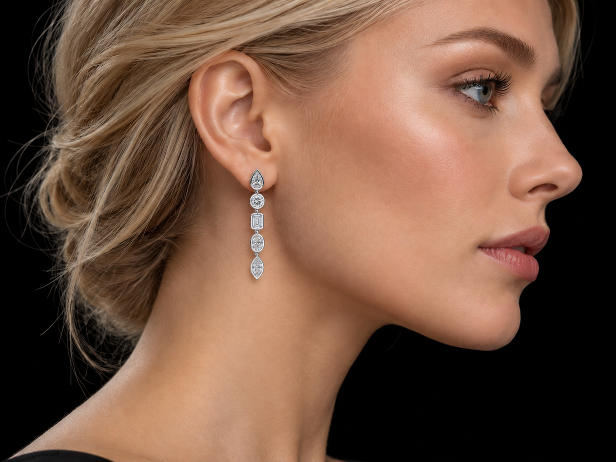 Multi-Shape Gold 14kt Diamond Drop Earrings – 3.16 CTW Angelica Jewellers X Waves