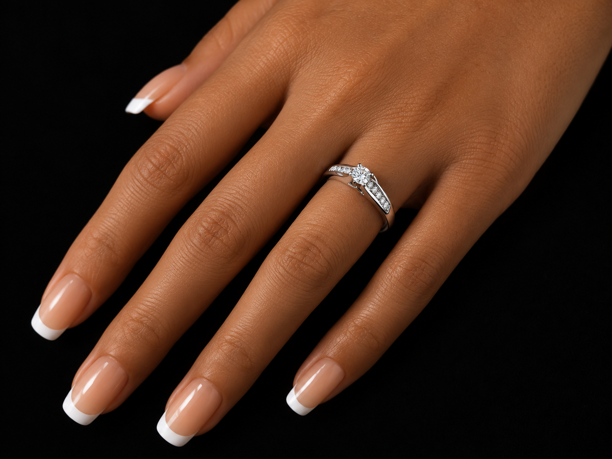 14K White Gold Natural Diamond Promise Ring Angelica Jewellers