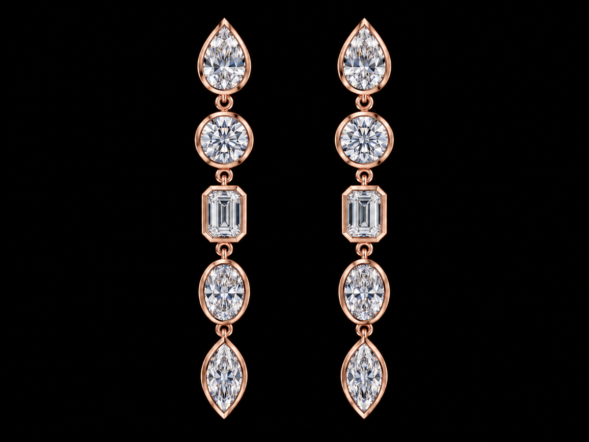 Multi-Shape Gold 14kt Diamond Drop Earrings – 3.16 CTW Angelica Jewellers X Waves