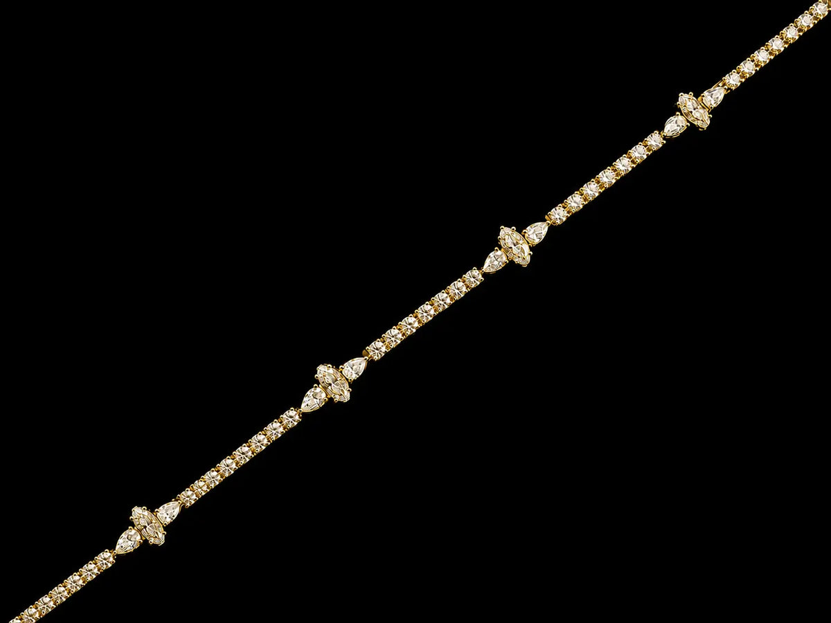 14K Gold 5.66 CTW Lab-Grown Diamond Marquise & Pear Station Tennis Bracelet – 7" Angelica Jewellers