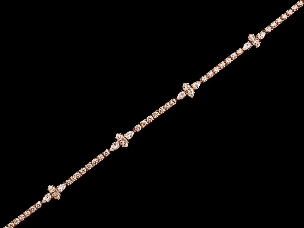 14K Gold 5.66 CTW Lab-Grown Diamond Marquise & Pear Station Tennis Bracelet – 7" Angelica Jewellers