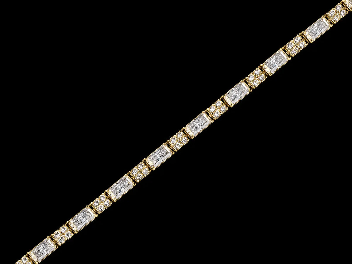 14K Gold 6.84 CTW Lab-Grown Elongated Radiant & Round Diamond Tennis Bracelet – F+ VS–VVS Angelica Jewellers