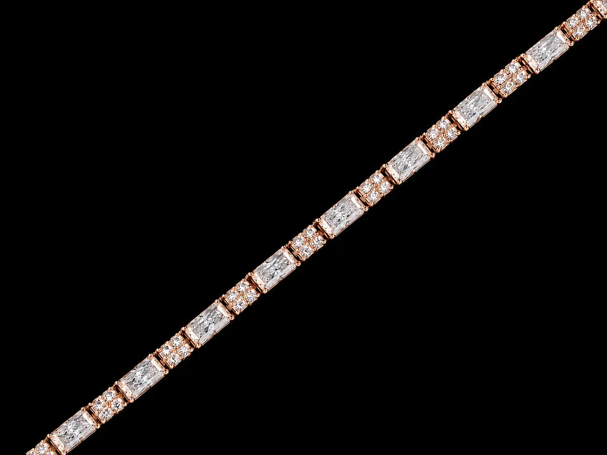 14K Gold 6.84 CTW Lab-Grown Elongated Radiant & Round Diamond Tennis Bracelet – F+ VS–VVS Angelica Jewellers