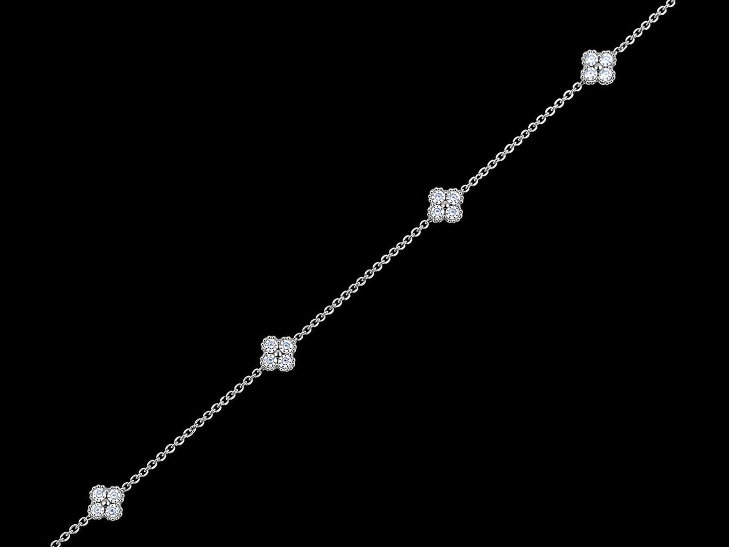 14K Yellow Gold 5 Clover Diamond Bracelet – 0.36 CT