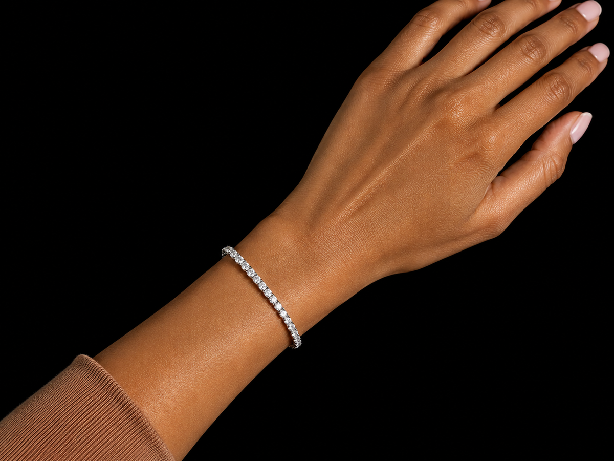 14K White Gold 2.55mm VVS F+ Diamond Tennis Bracelet – 3.00 CT