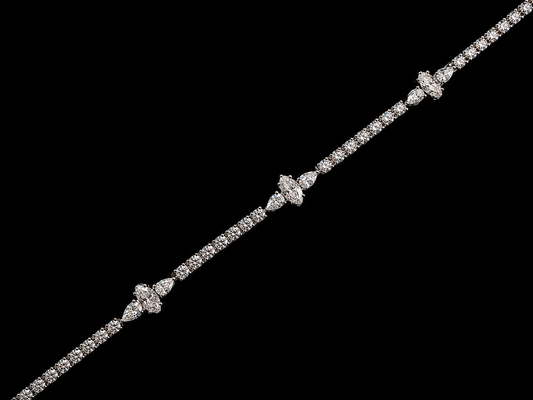 14K Gold 5.66 CTW Lab-Grown Diamond Marquise & Pear Station Tennis Bracelet