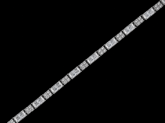14K Gold 6.84 CTW Lab-Grown Elongated Radiant & Round Diamond Tennis Bracelet – F+ VS–VVS