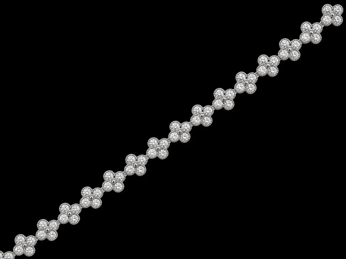 14K White Gold Clover Lab-Grown Diamond Bracelet – 4.03 CT VS–VVS F Angelica Jewellers