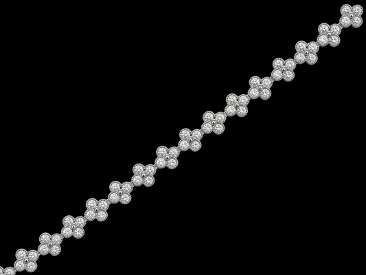 14K White Gold Clover Lab-Grown Diamond Bracelet – 4.03 CT VS–VVS F