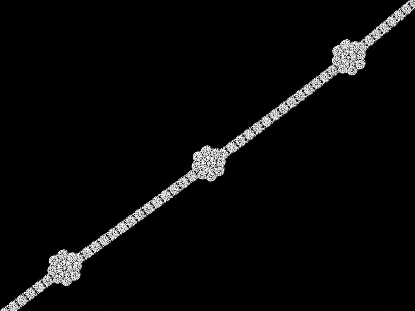 14K White Gold VVS-VS F+ Lab Diamond Tennis Bracelet