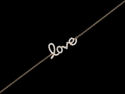 14K Yellow Gold Love Diamond Bracelet