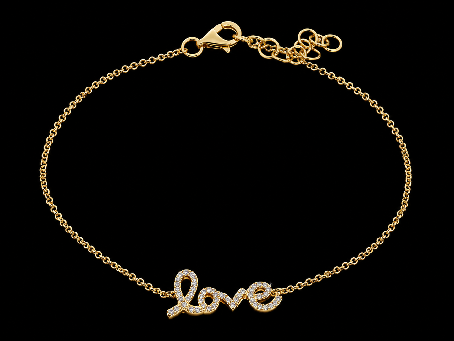14K Yellow Gold Love Diamond Bracelet