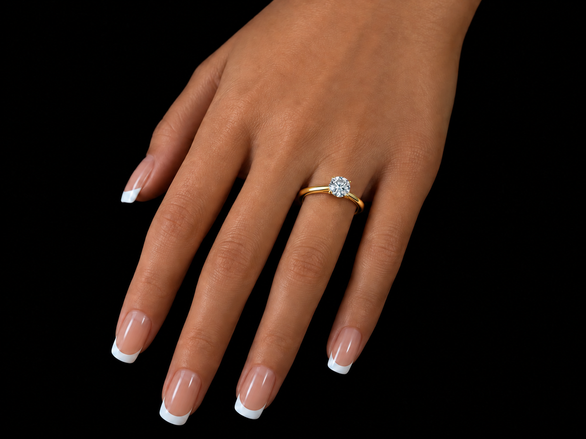 1.01 CT Round Brilliant Lab-Grown Diamond Cathedral Solitaire Ring in 14K Yellow Gold - VVS2, E, IGI-Certified (Copy) Angelica Jewellers