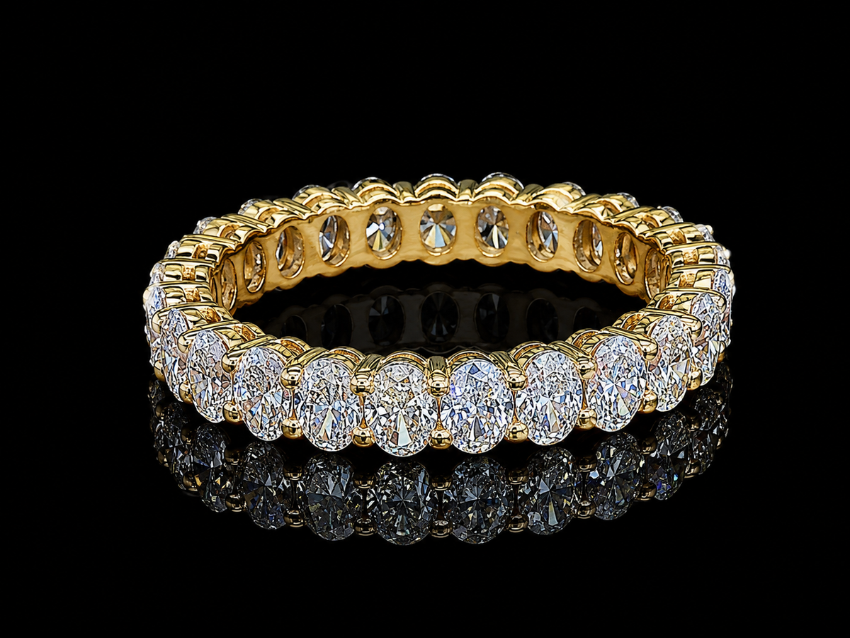 14K Gold Oval Lab-Grown Diamond Shared-Prong Eternity Band