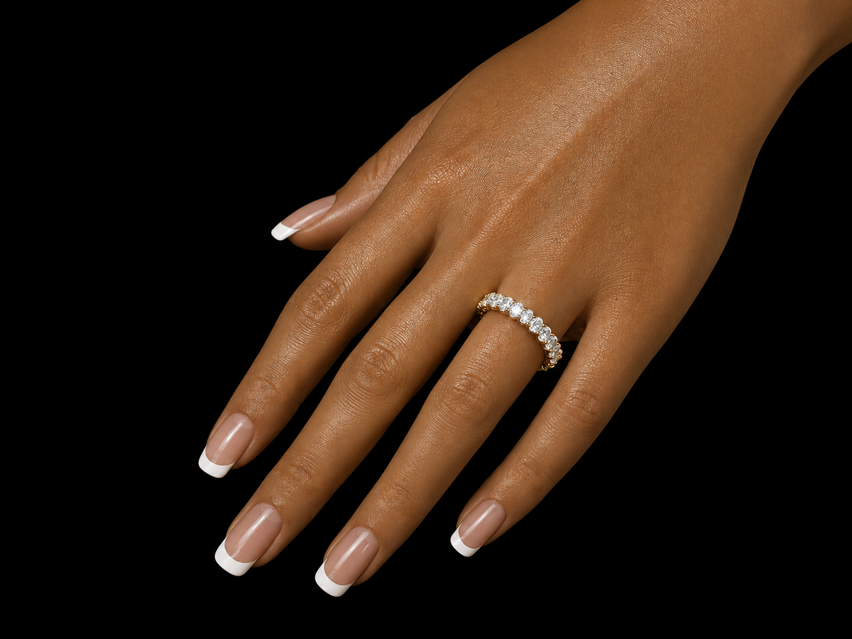 14K Gold Oval Lab-Grown Diamond Shared-Prong Eternity Band