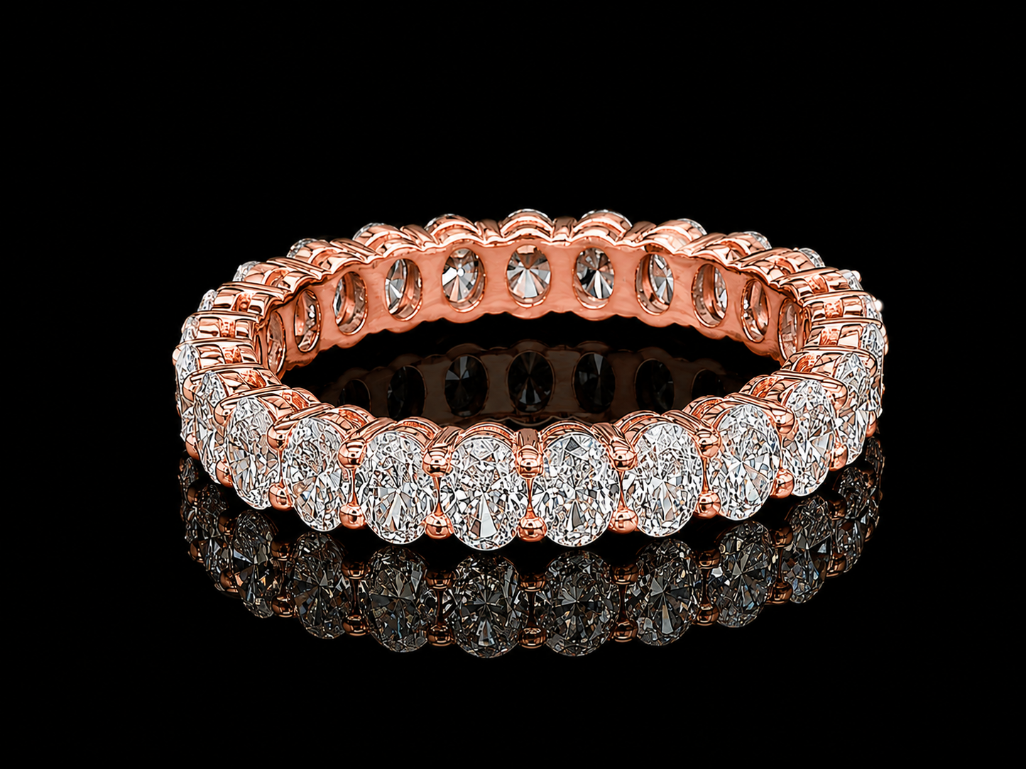 14K Gold Oval Lab-Grown Diamond Shared-Prong Eternity Band