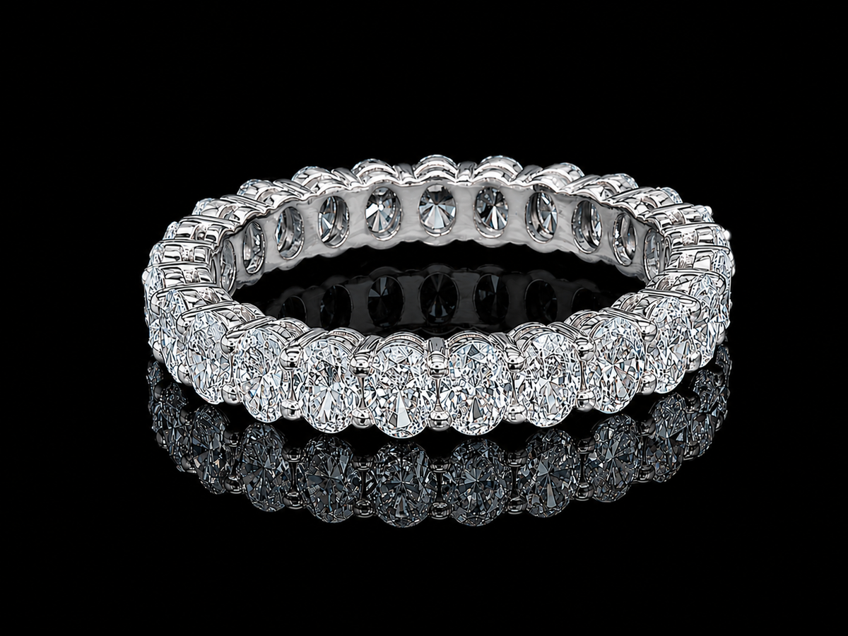 14K Gold Oval Lab-Grown Diamond Shared-Prong Eternity Band