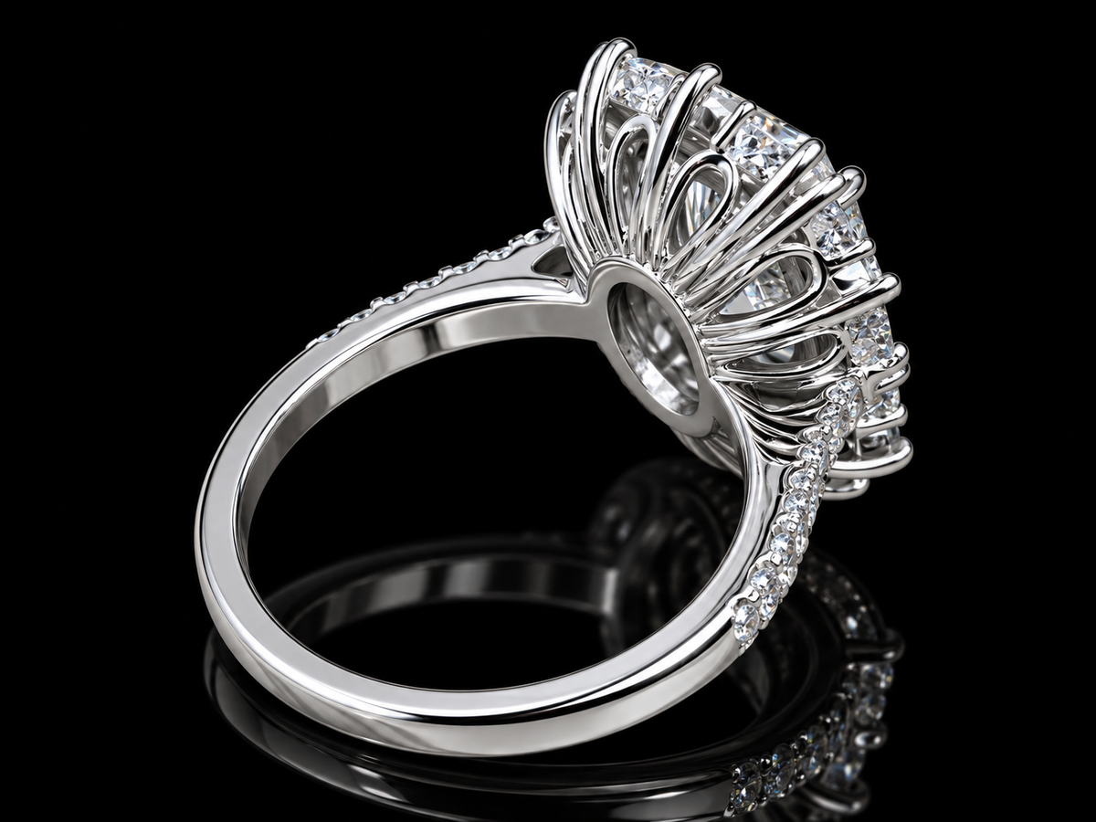 4.50 CTW Oval & Marquise Diamond Floral Halo Cocktail Ring – E VVS2 IGI