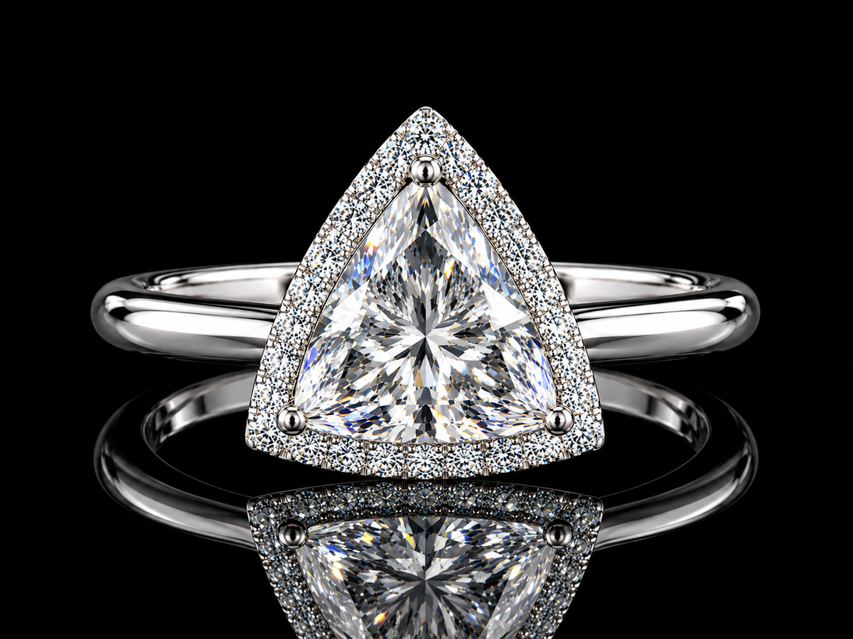 14K White Gold Lab-Grown Trilliant Cut Diamond Engagement Ring – 1.72 CTW IGI Certified Angelica Jewellers