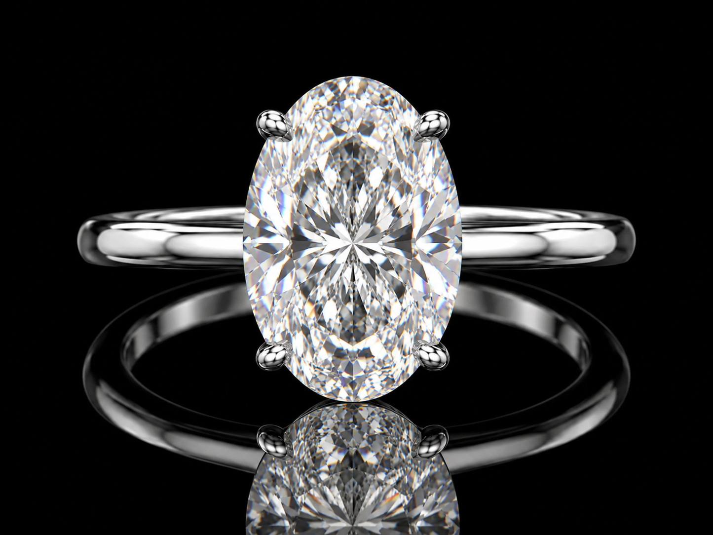 2.00 CT Oval Lab-Grown Diamond Solitaire Engagement Ring – D VVS2 IGI