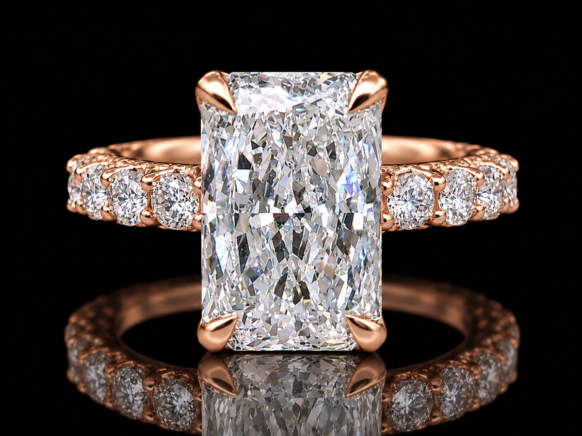 4.01 CT Elongated Radiant Lab Diamond Engagement Ring | E VVS2 IGI