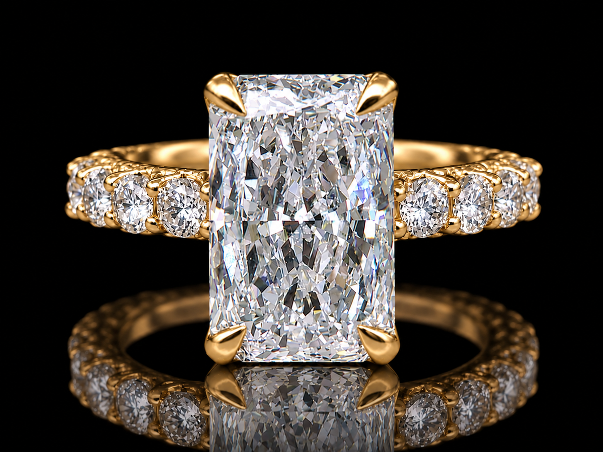 4.01 CT Elongated Radiant Lab Diamond Engagement Ring | E VVS2 IGI