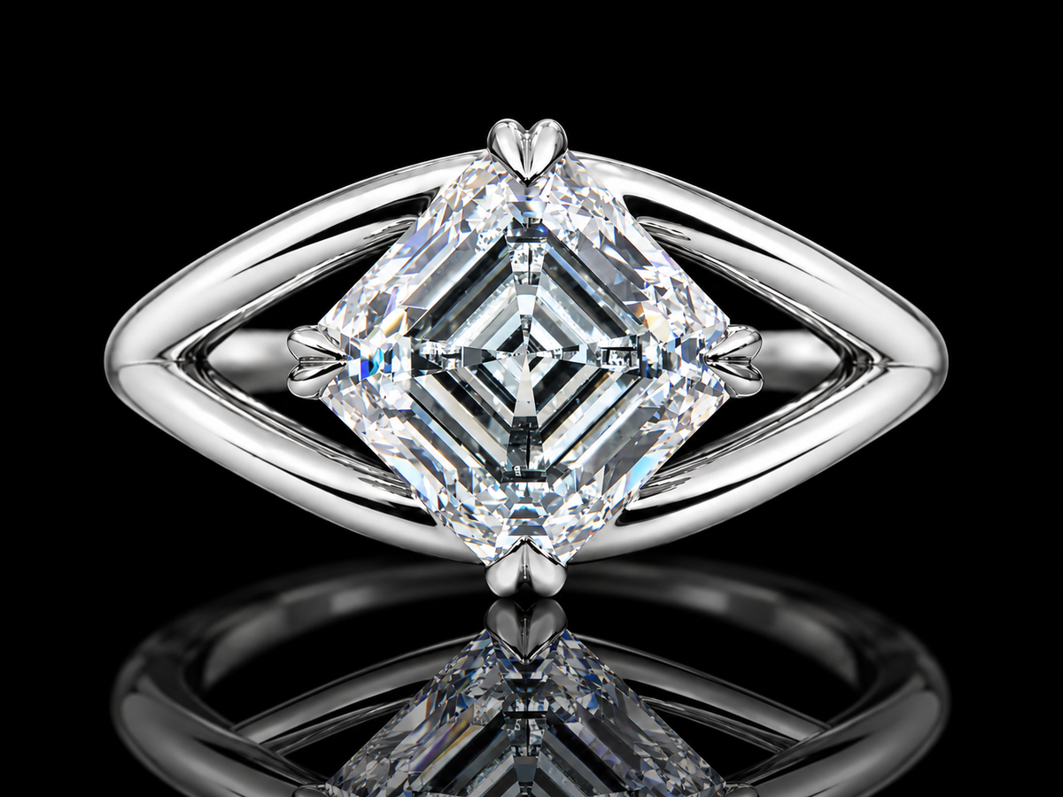 2.52 CT Asscher Lab-Grown Diamond Split Shank Engagement Ring – E VVS2 IGI