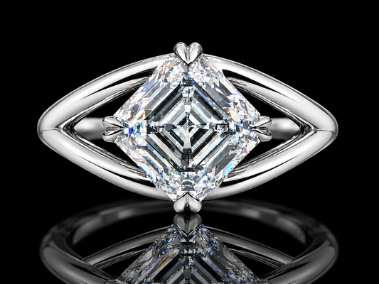 2.52 CT Asscher Lab-Grown Diamond Split Shank Engagement Ring – E VVS2 IGI