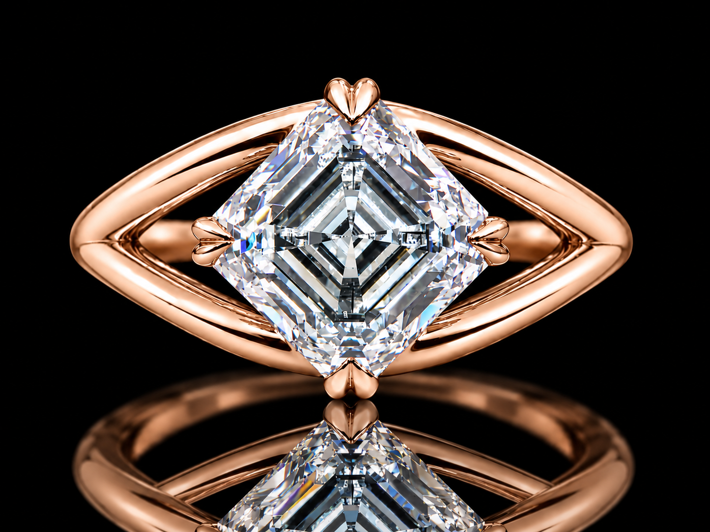 2.52 CT Asscher Lab-Grown Diamond Split Shank Engagement Ring – E VVS2 IGI